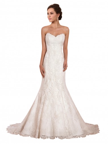 Sleeveless Sweetheart Lace Mermaid Sexy Wedding Dress Brighton