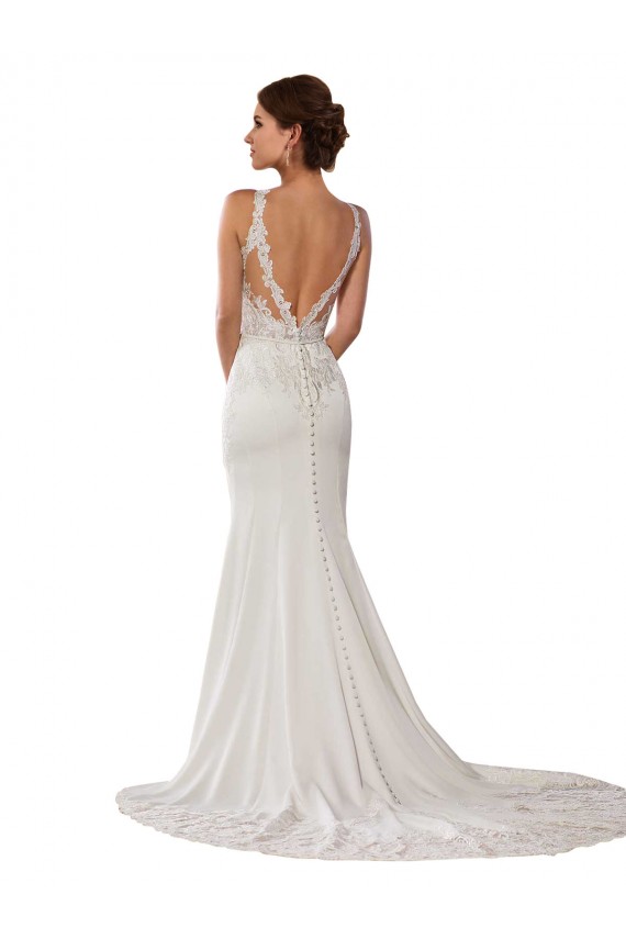 Sleeveless High Neck V-Back Lace Sheath Modern Wedding Dress Brighton