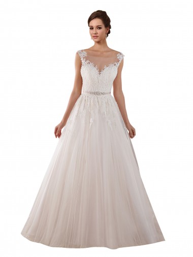 Sleeveless Sweetheart Keyhole Back Tulle & Lace Ball Gown Wedding Dress Brighton