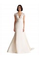 Cap Sleeves V-Neck Keyhole Back Satin A-Line Wedding Dress Brighton