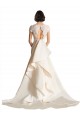 Cap Sleeves V-Neck Keyhole Back Satin A-Line Wedding Dress Brighton