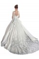 Long Sleeves Illusion Neck Satin & Lace A-Line Wedding Dress Brighton