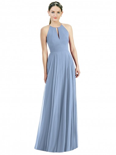 Sleeveless Halter Neck Soft Chiffon A-Line Semi Formal Evening Dress / Bridesmaid Dress Brighton