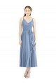 Sleeveless Dusty Blue Spaghetti Straps Soft Chiffon A-Line Bridesmaid Dress Brighton