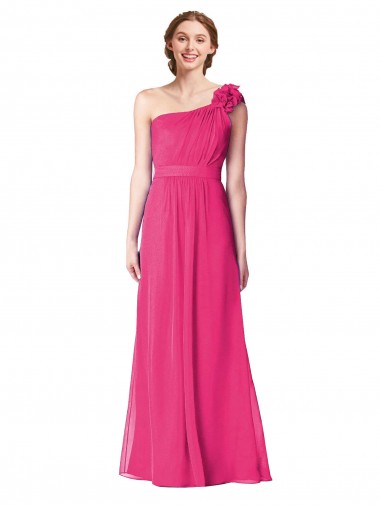 Sleeveless Azalea One Shoulder Soft Chiffon A-Line Bridesmaid Gown Brighton