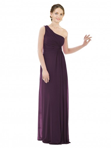 Sleeveless Grape One Shoulder Soft Chiffon A-Line Evening Dress / Bridesmaid Dress Brighton
