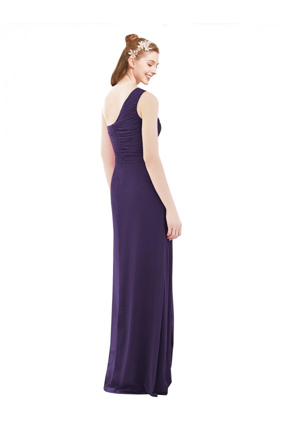 Sleeveless Grape One Shoulder Soft Chiffon A-Line Evening Dress / Bridesmaid Dress Brighton