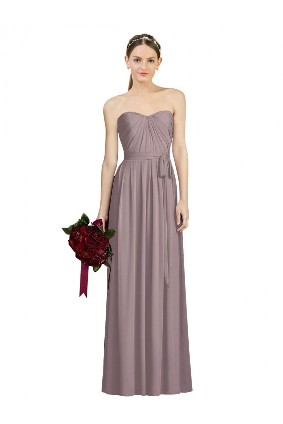 Sleeveless Dusty Rose Sweetheart Soft Chiffon A-Line Bridesmaid Dress Brighton