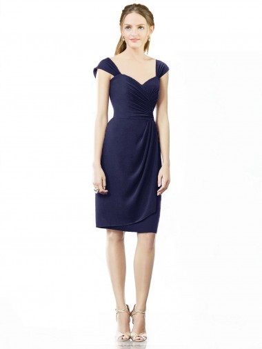 Cap Sleeves Sweetheart Soft Chiffon Sheath Bridesmaid Dress Brighton