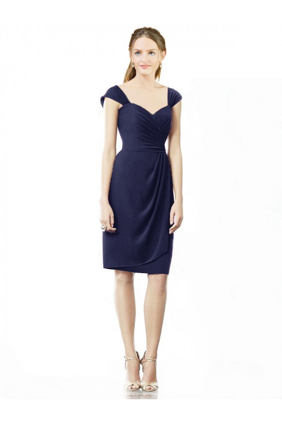 Cap Sleeves Sweetheart Soft Chiffon Sheath Bridesmaid Dress Brighton