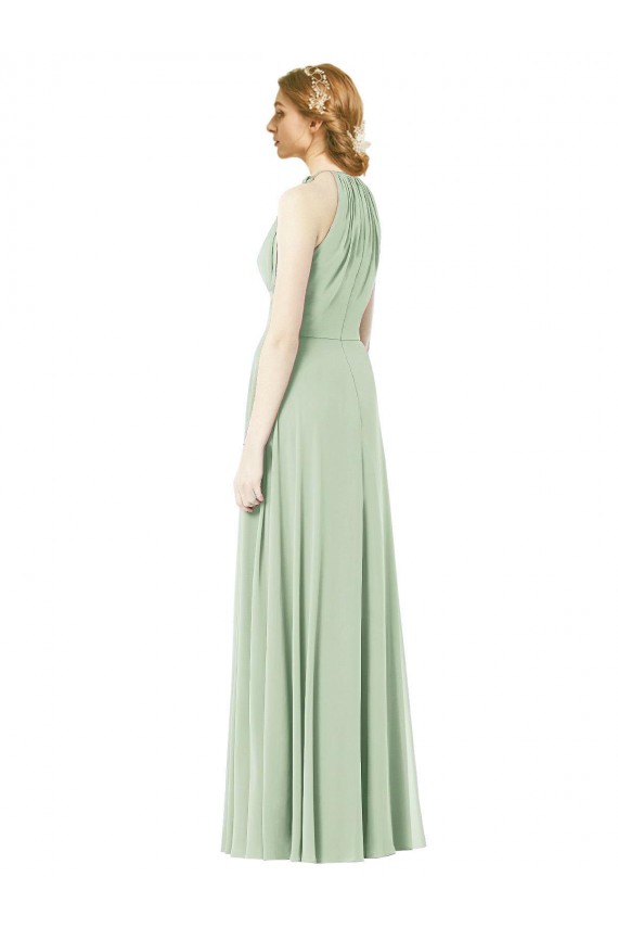 Sleeveless Emerald Green Halter Neck Soft Chiffon A-Line Bridesmaid Dress Brighton