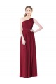 Sleeveless Burgundy One Shoulder Soft Chiffon A-Line Bridesmaid Gown Brighton