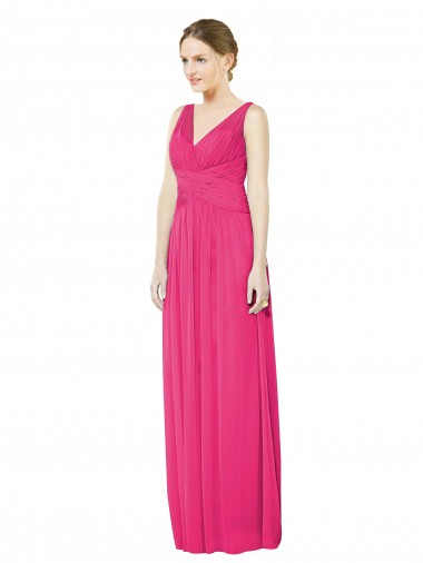 Sleeveless V-Neck Open Back Soft Chiffon A-Line Bridesmaid Dress Brighton