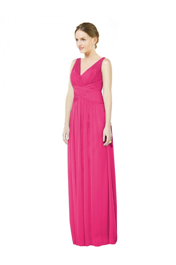 Sleeveless V-Neck Open Back Soft Chiffon A-Line Bridesmaid Dress Brighton