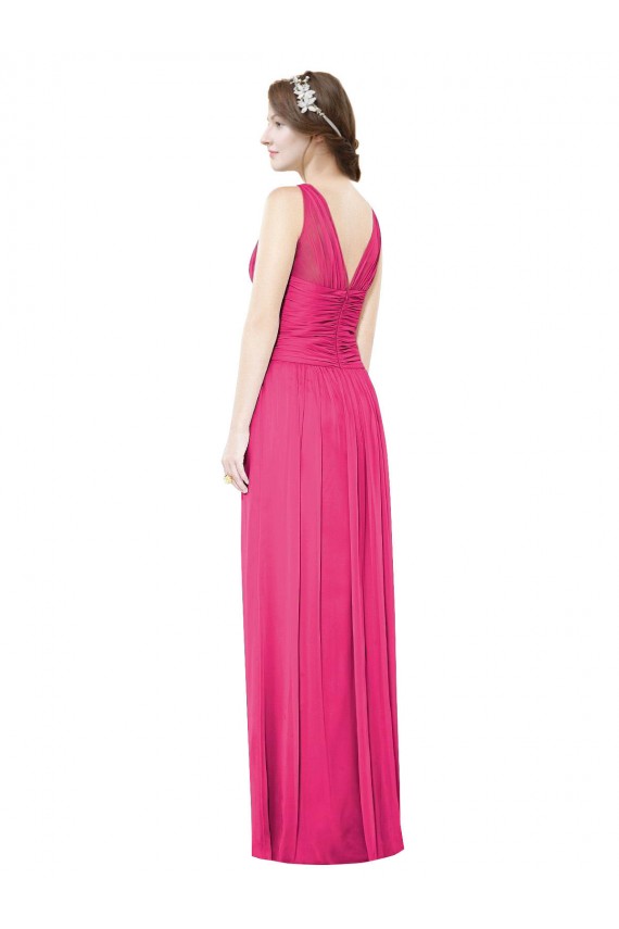 Sleeveless V-Neck Open Back Soft Chiffon A-Line Bridesmaid Dress Brighton