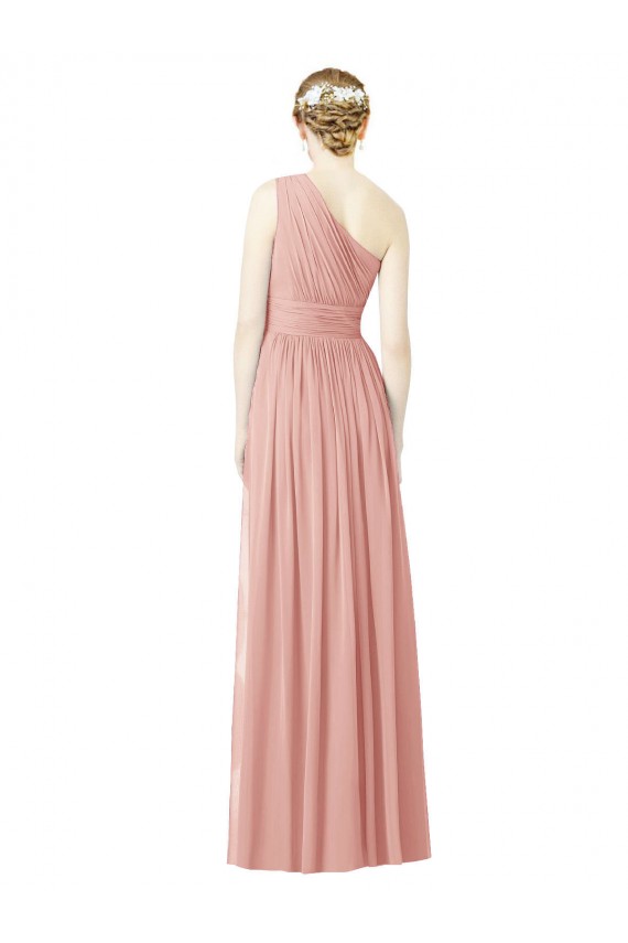 Sleeveless Bliss Pink One Shoulder Soft Chiffon A-Line Bridesmaid Dress Brighton