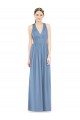 Sleeveless Dusty Blue V-Neck Chiffon A-Line Bridesmaid Gowns Brighton