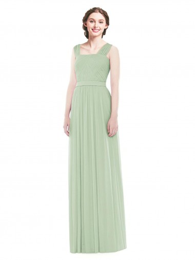 Sleeveless Spaghetti Straps Soft Chiffon A-Line Bridal Party Dress Brighton