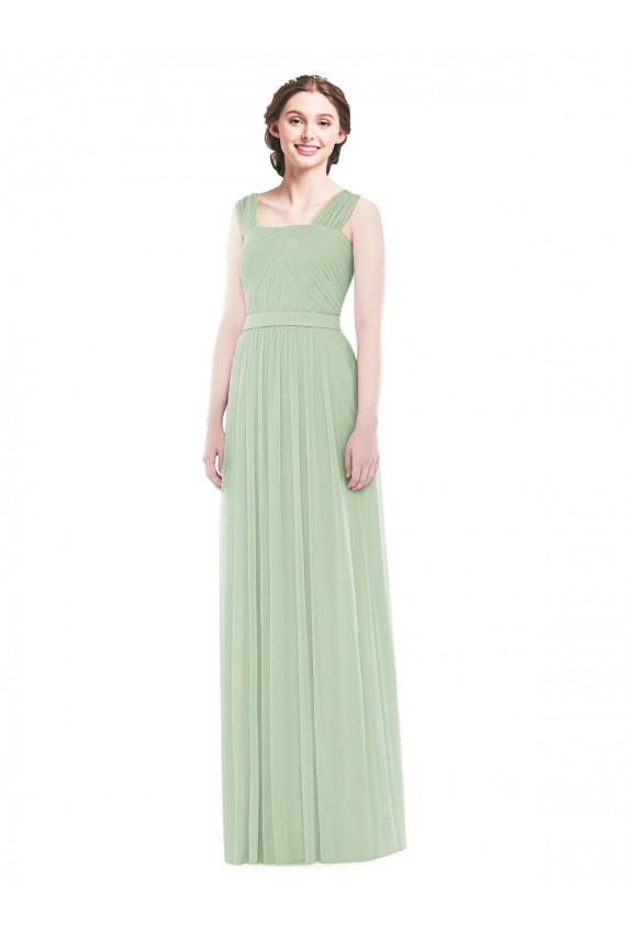 Sleeveless Spaghetti Straps Soft Chiffon A-Line Bridal Party Dress Brighton