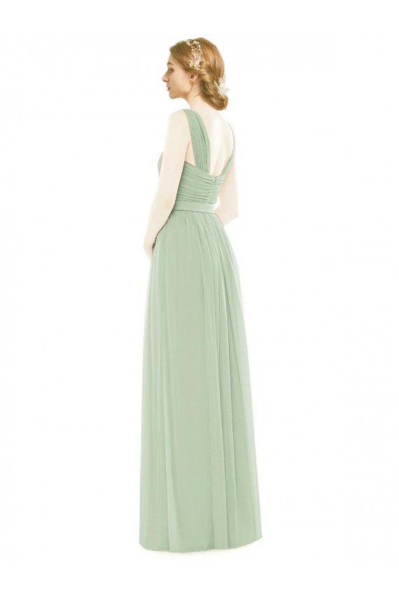 Sleeveless Spaghetti Straps Soft Chiffon A-Line Bridal Party Dress Brighton