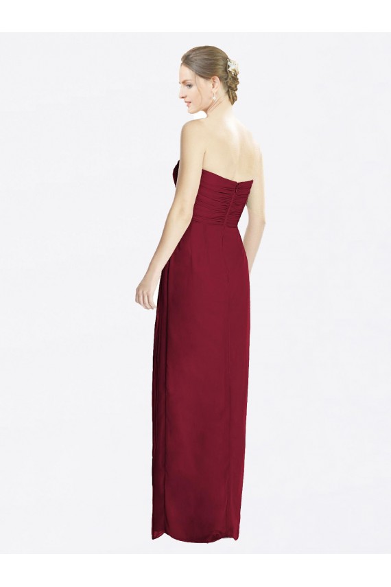 Sleeveless Burgundy Sweetheart Soft Chiffon Sheath Bridesmaid Dress Brighton