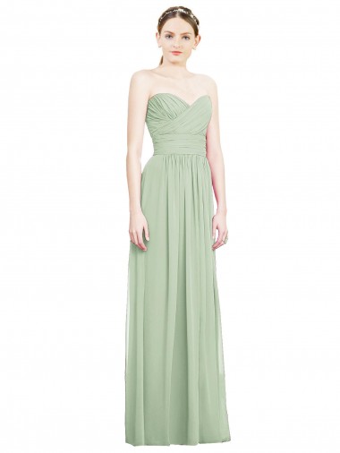Sleeveless Sage Sweetheart Criss Cross Back Soft Chiffon A-Line Bridesmaid Dress Brighton
