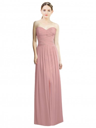 Sleeveless Dusty Pink Sweetheart Chiffon A-Line Bridesmaid Dress / Evening Dress Brighton