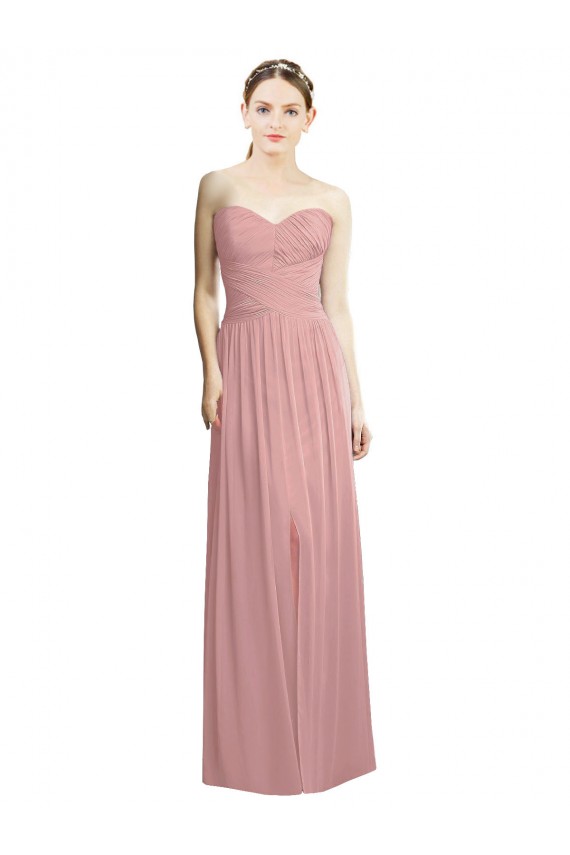 Sleeveless Dusty Pink Sweetheart Chiffon A-Line Bridesmaid Dress / Evening Dress Brighton