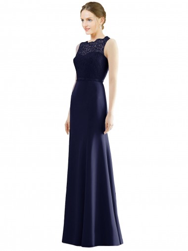 Sleeveless Illusion Neck Soft Chiffon & Lace Mermaid Bridesmaid Dress Brighton
