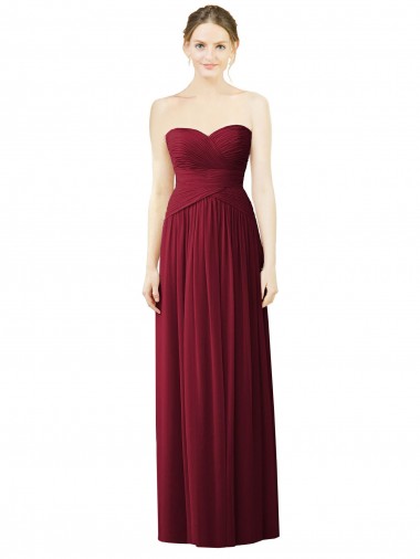 Sleeveless Burgundy Sweetheart Soft Chiffon A-Line Evening Dress / Bridesmaid Dress Brighton