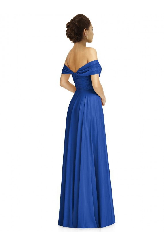 Cap Sleeves Off the Shoulder Soft Chiffon A-Line Semi Formal Evening Dress / Bridesmaid Dress Brighton