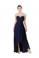 Sleeveless Dark Navy Sweetheart Soft Chiffon A-Line High Low Bridesmaid Dress Brighton