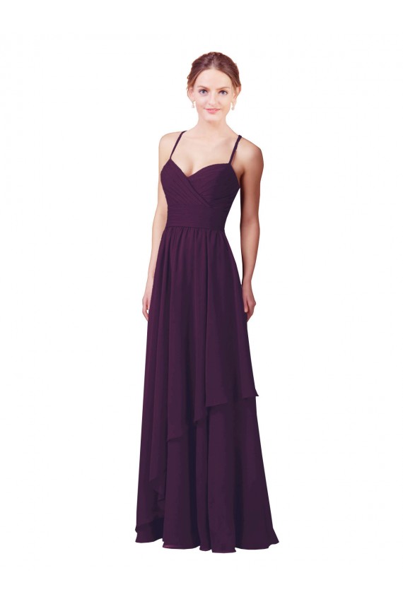 Sleeveless Grape Sweetheart Soft Chiffon Sheath Bridesmaid Dress Brighton