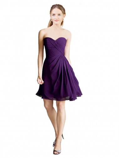 Sleeveless Purple Sweetheart Soft Chiffon A-Line Bridesmaid Dress Brighton