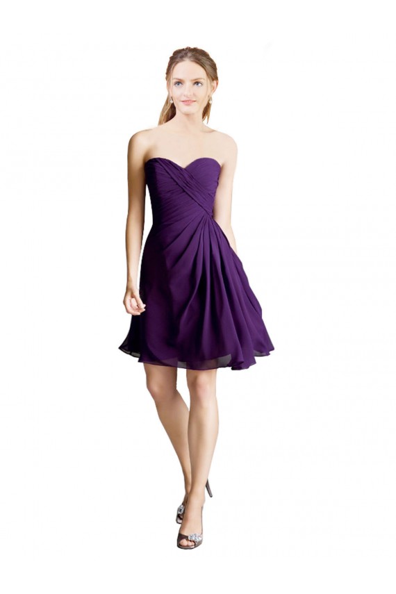 Sleeveless Purple Sweetheart Soft Chiffon A-Line Bridesmaid Dress Brighton