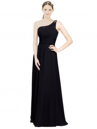 Sleeveless One Shoulder Chiffon A-Line Bridesmaid Dresses Brighton