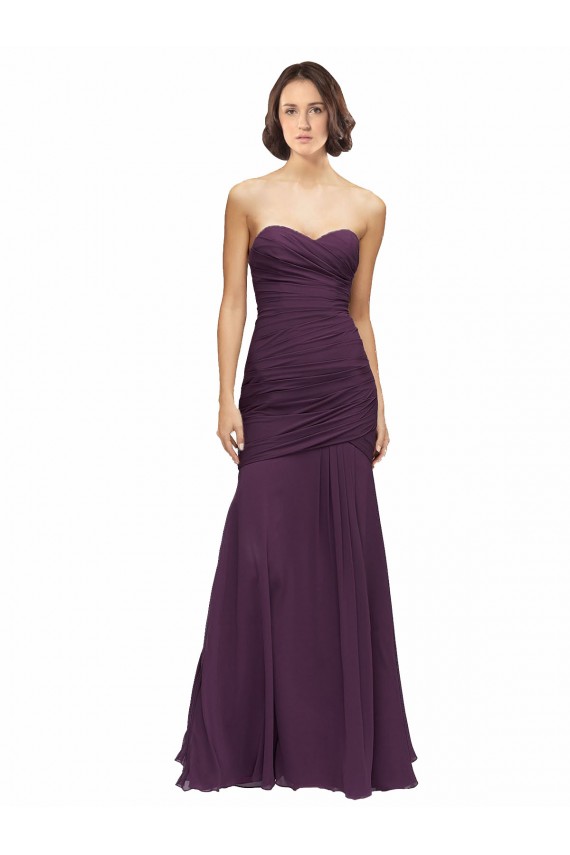 Sleeveless Grape Sweetheart Soft Chiffon Mermaid Bridesmaid Dress Brighton