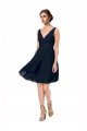 Sleeveless Dark Navy V-Neck Soft Chiffon A-Line Bridesmaid Dress Brighton
