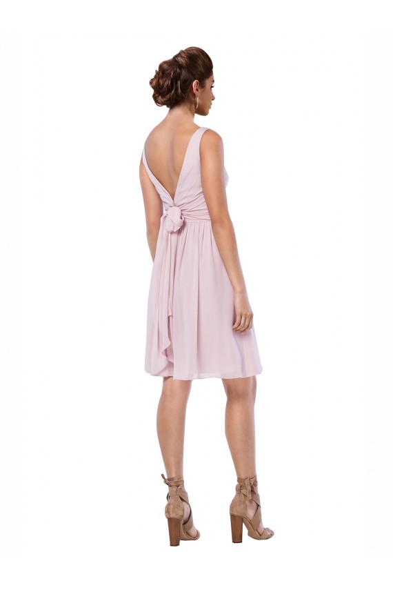 Sleeveless Dark Navy V-Neck Soft Chiffon A-Line Bridesmaid Dress Brighton