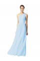 Sleeveless Light Sky Blue One Shoulder Soft Chiffon A-Line Bridesmaid Dress Brighton