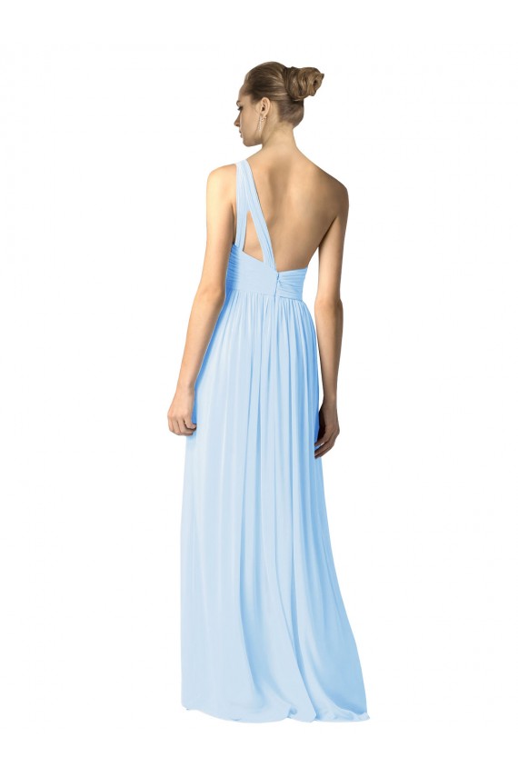 Sleeveless Light Sky Blue One Shoulder Soft Chiffon A-Line Bridesmaid Dress Brighton