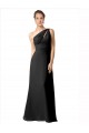 Sleeveless Black One Shoulder Soft Chiffon A-Line Bridesmaid Dress Brighton
