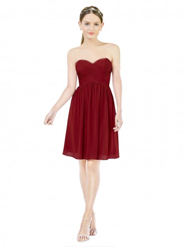 Sleeveless Burgundy Sweetheart Soft Chiffon A-Line Bridesmaid Dress Brighton