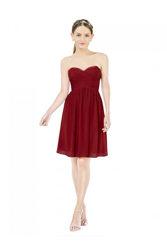 Sleeveless Burgundy Sweetheart Soft Chiffon A-Line Bridesmaid Dress Brighton