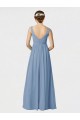 Sleeveless Dusty Blue Spaghetti Straps Soft Chiffon A-Line Bridesmaid Gown Brighton
