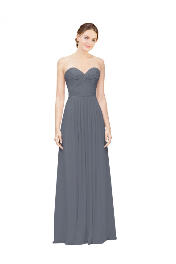 Sleeveless Slate Grey Sweetheart Soft Chiffon A-Line Bridesmaid Dress Brighton