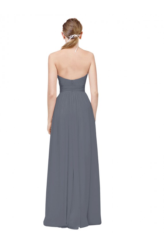 Sleeveless Slate Grey Sweetheart Soft Chiffon A-Line Bridesmaid Dress Brighton