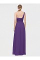 Sleeveless Plum Purple One Shoulder Soft Chiffon A-Line High Low Bridesmaid Dress Brighton