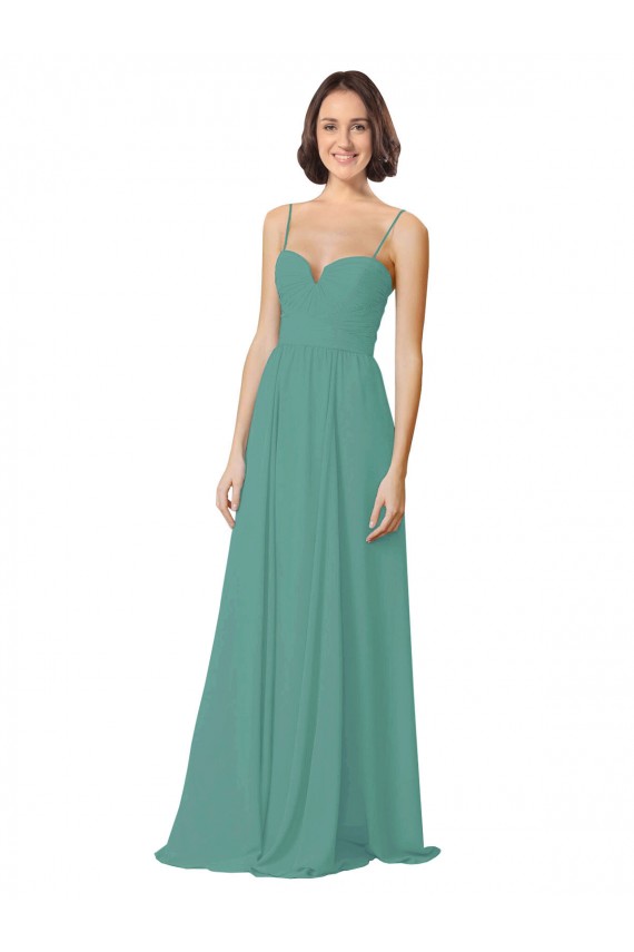Sleeveless Icelandic Silver Spaghetti Straps Soft Chiffon A-Line Bridesmaid Dress Brighton