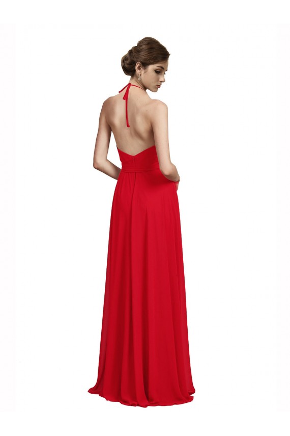 Sleeveless Red Spaghetti Straps Chiffon A-Line Bridesmaid Dress Brighton